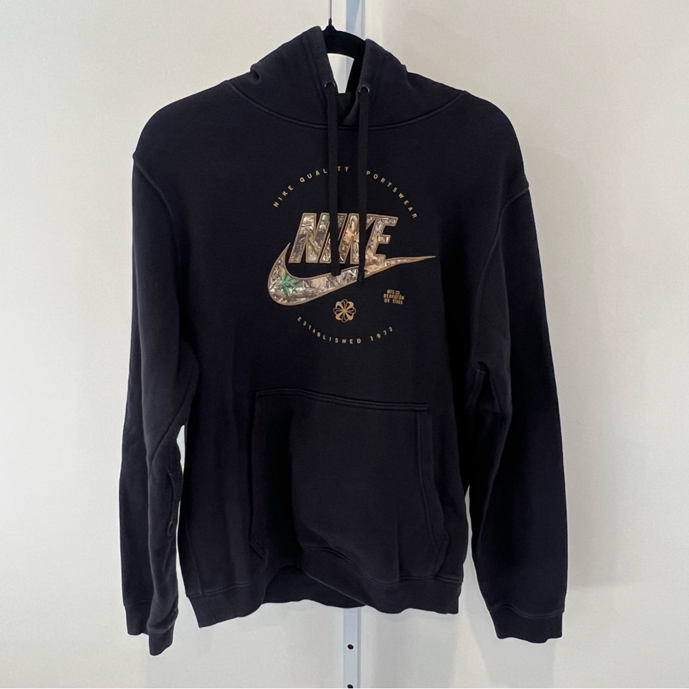 Nike Black Camo Elbow Patch Hoodie Sweatshirt Mens Sz Medium